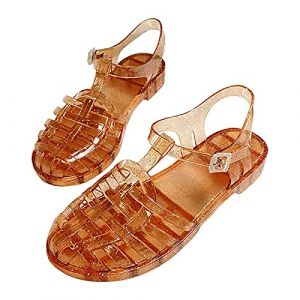 Generisch Sandales d'été pour femme - Sandales d'été en plastique transparent - Couleur unie - Chaussures plates en plastique - Sandales de plage en plastique - Sandales de bain - Sandales plates pour (GUIYUXING, neuf)