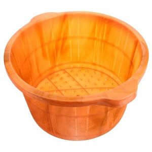 SILENRADAWN Bassine en plastique &agrave; grain de bois bassin de trempage &eacute;pais et profond pratique et portable pour usage domestique bain relaxant et massage circulation sanguine (Redihon, neuf)