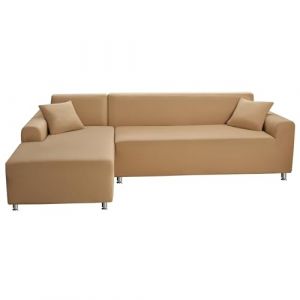 ShowyLive Lot de 2 Housse de Canapé Extensible 3 Places+3 Places Housse de Canapé d'angle en Forme de L pour Canapé de Angle, Protection Canapé d'angle, Chameau (XYCEUStore, neuf)