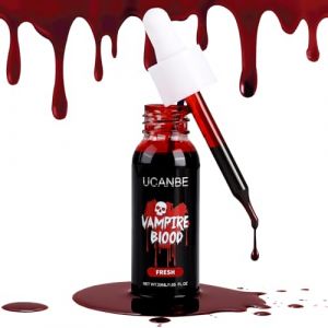 UCANBE Halloween Faux Sang Réaliste 30ml - Fake Blood Lavable pour Film, Théâtre, Zombies Vampires Clowns Monstres Cosplay Effets Spéciaux Maquillage (Fresh) (Tohuimin, neuf)
