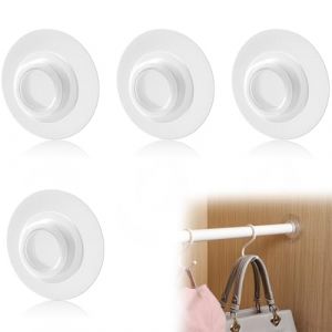 KIRZAX Lot de 4 tringles à rideaux sans perçage, supports de tringle à rideaux autocollants transparents, crochets autocollants pour tringles à rideaux de cuisine et de salle de bain (VLAD SHOP ADV, neuf)