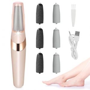 Rapeuse Pieds &Eacute;lectrique Puissante avec 6 Rouleaux, Ponceuse Pieds Rechargeable, R&acirc;pe &Eacute;lectrique Pieds Anti Callosit&eacute;s, Outil P&eacute;dicure Portable pour les Pieds Secs et Durs (HengRongSh-EU, neuf)