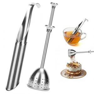 ORIZMA Filtre &agrave; Th&eacute; Inoxydable Infuseur theiere avec infuseur th&eacute; cuill&egrave;re &agrave; th&eacute; Poign&eacute;e ergonomique passoire fine boule a the infuseur(2PCS) (Soliyra, neuf)