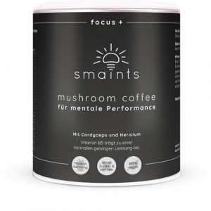 smaints Mushroom Coffee - Café champignon sans caféine avec Lions Mane (Hericium) et Cordyceps - Champignons vitaux adaptogènes - Procédé Swiss Water - Sans caféine et sans sucre - Café instantané (smaints, neuf)