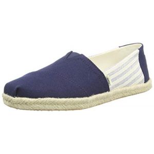 TOMS WOMEN ALPARGATA ROPE Navy University Stripes UK5 (Ferreira Marques, neuf)