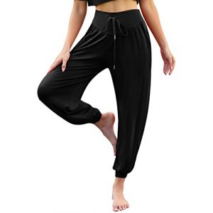 Terecey Pantalon Sarouel Femme Été en Modal Pantalon Yoga Femme Ample Pantalons de Sport Taille Haute Confortable et Léger pour Jogging Loisirs (SUBAILIANG-EU, neuf)