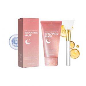 Collagen Night Wrapping Mask, Collagen Hydrolysé Overnight Wrapping Peel Off Facial Maskpack,Raffermissement,Lissage,Brillance,éLasticité Et Hydratation,Hydrate Et Nourrit La Peau (1 pièce) (CYGunGun999, neuf)