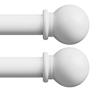 2 Pi&egrave;ce Tringle Rideau 3m, Tringle &agrave; Rideau Extensible avec Embouts &agrave; Boule avec Supports, 16mm de Diam&egrave;tre Fen&ecirc;tre D&eacute;corative tringle rideaux (Blanc, 80-304 cm) (PENGCHEN HOME EOR, neuf)