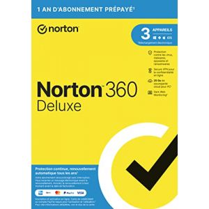 Norton&trade; 360 Deluxe 2026 |3 Appareils | 1 An d'Abonnement en renouvellement automatique|Envoi par la poste (Bouclic, neuf)