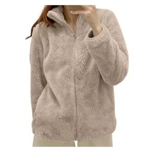 MOKBAY Veste Polaire Manteau Femme Zipp&eacute;e Mode Kaki Legere Blouson Elegant Interieur Veste Matelass&eacute;e Femme Polaire sans Capuche Parka Kaki L (MOKBAY, neuf)
