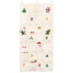 Calendrier de l'Avent, Calendrier Avent Tissu &agrave; Remplir 2025 Calendrier Mural de l'Avent avec 24 Pochettes pour No&euml;l, D&eacute;coration de No&euml;l Cadeau Calendrier de l'Avent pour Sac en Tissu Tapisserie (Aumei Vision SIA, neuf)