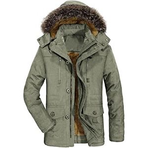 FTCayanz Manteau Homme Hiver Parka Chaud Fourrure Casual Outdoor Blouson Amovible Capuche Vert arm&eacute;e L (ftcayanz, neuf)