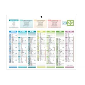 1 Calendrier de banque mural 2026 4 saisons Mini - 14 mois : Janvier &agrave; d&eacute;cembre - 21x26,5cm - Bouchut (&radic; Plannings, neuf)