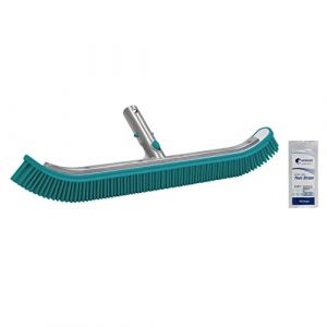 BAYROL Brosse PAROI Murale 50CM INCURV&Eacute;E avec Poils en Caoutchouc | en ABS et Aluminium - Brosse pour piscines Liner ou Coque - Accessoire - Entretien de la Piscine + 10 Tests HPS OFFERTS 6 en 1 (EASYPISCINE, neuf)