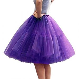 Minetom Tutu Danse Ann&eacute;e 50 Classique Ballet Courte en Tulle Jupon Vintage Couleurs Vari&eacute;es Bouffante pour Soir&eacute;e Party Mariage Cocktail A Violet One Size (B.W.S KIT, neuf)