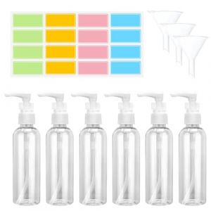 6 Pcs 50ml Airless Flacon Pompe Vide, Flacon Pompe Vide, Rechargeables Flacons &agrave; Pompe sans Air, Rechargeables Distributeurs de Cr&egrave;me avec Entonnoir, Autocollants pour Cosm&eacute;tiques Cr&egrave;mes Lotions (DINODANUBE TRADING, neuf)