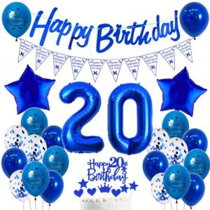 20 ans anniversaire Homme bleu marine, 20 ans anniversaire d&eacute;coration bleu, ballon 20 ans anniversaire bleu Homme, Decoration Anniversaire 20 Homme Femme, 20 ballons bleu marine d&eacute;co f&ecirc;te (Ohaoduo, neuf)