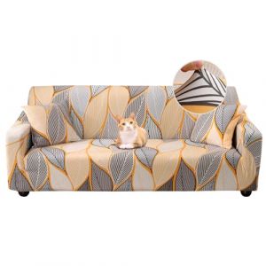 Jaotto Housse de Canap&eacute; Extensible 4 Place Couverture Canap&eacute; avec Accoudoirs Moderne Couvre Canap&eacute; Elastique Universelle Rev&ecirc;tement de Canap&eacute; Housse de Protection,Feuille d'orange (Jaotto, neuf)
