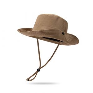 CLAPE Chapeau de Soleil Imperméable Cow-Boy Casquette de Pêche Style Chapeau Safari Protection UV Voyage à Large Bord Mesh Bob Visiere Soleil Khaki XT05 (CLape, neuf)