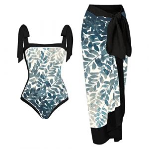 LAOSU Maillot De Bain 2 Pieces avec Paréo,D'Été Maillot Blanc Femme,Maillot De Bain pour Femme Enceinte,Ensemble Bikini,Maillot Dore,Maillot 2 Pieces (ZSEGEDN, neuf)