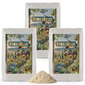 Terre de diatomée pour poules - 30 kg - 100 % naturelle - 3 x 10 kg - Terre de diatomée fine pour l'horticulture, les applications techniques et l'élevage d'animaux - Sûr et efficace dans la lutte (ZIVELA, neuf)