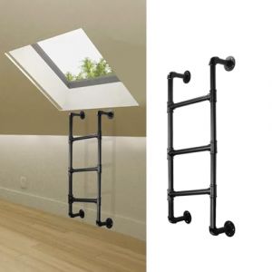 Échelle Murale à 3 marches pour Lits superposés, puits de fenêtre de sous-Sol et greniers, échelle de Sortie en métal Noir, capacité de Charge de 150kg, 100cm, idéale pour Grenier dortoir terrasse RV (Dreamo123, neuf)