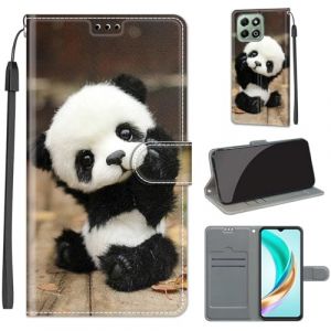 SIENIANLINE Coque pour Honor X6a / X6b / X6c Coque [Housse en Cuir PU Premium] [Etui &agrave; Rabat] [Pochette de Portefeuille], &Eacute;tui de Protection pour Honor X6b -Panda (DIKAS, neuf)