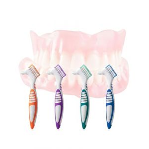 JUKOTA Ensemble de 4 brosses &agrave; dents pour proth&egrave;ses dentaires, avec poils doubles et poils multicouches, pour l'entretien des proth&egrave;ses dentaires. Couleurs al&eacute;atoires disponibles (CAR PARTS FOR ALL, neuf)