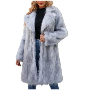AEGJEGVD 2024 Veste Fausse Fourrure Femme mi Longue Léopard Manteau en Fourrure synthétique Veste d'hiver Chaude Manteau Élégant Couleur Unie Fluffy Manteau en Fausse Fourrure Polaire Coat Jacket (⭐⭐⭐⭐⭐AEGJEGVD⭐⭐⭐⭐⭐, neuf)