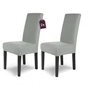 SCHEFFLER-Home Housse de Chaise en Flanelle &eacute;lastique &laquo; Luna &raquo; / Lot de 2 / Gris/Housses de Chaise pour chaises de balan&ccedil;oire/Housse Extensible (SCHEFFLER-HOME, neuf)
