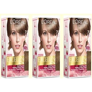 L&rsquo;Or&eacute;al lot de 3 L&rsquo;Or&eacute;al Excellence Cr&egrave;me 7.1, blond cendre, teinture pour cheveux coloration (Eurocali, neuf)