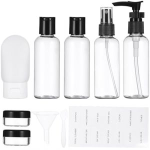 Cabilock Set de Flacons Rechargeables pour Voyage avec Trousse Portable &Eacute;tanche Bouteilles Cosm&eacute;tiques Rechargeables sans Fuite pour Lotions et Shampooings pour Toilette Cabine Avion (Nadine Quick, neuf)