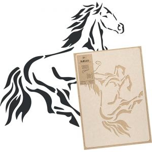 NAKLEO Pochoir pour Peinture Murale Grand Format 43x64cm, Mod&egrave;le en Plastique et R&eacute;utilisable, Cheval Animaux Chevaux, DIY Bricolage Artisanat D&eacute;coration a Peindre, Bois Tissu Mueble (Nakleo / Stencils / Stickers / Art&Wall Decor, neuf)