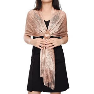 heekpek Chale Femme Mariage Dor&eacute; &Eacute;charpe Ch&acirc;le &Eacute;tole Mariage Wrap Foulard pour Soir&eacute;e C&eacute;r&eacute;monies Parties F&ecirc;tes Mariage, or rose, Taille unique (HKPK, neuf)