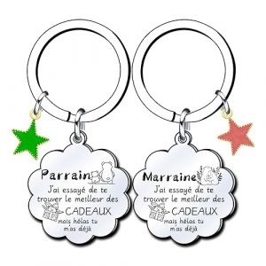 Lumengqi Cadeaux de Noël pour Parrain Marraine 2 Porte-clés Parrain et Marraine Cadeau Parrain Marraine Demande Cadeau Annonce Parrain Marraine Naissance Baptême Communion Cadeau Surprise Noël (zhejiangzhengcaikejiyouxiangongsi, neuf)