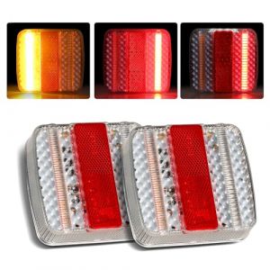 Yinaolan Feux de Remorque LED Arrière 12V - 2Pcs Lumières LED de Remorque Étanches Ensemble de Lampes de Clignotant pour Caravane Tracteur Camion Van Camion RV (YINING-EU, neuf)