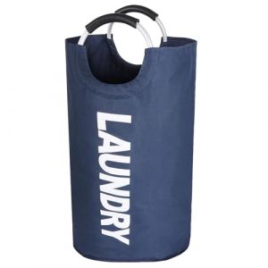 Paniers à linge pliable, 90L Panier à Linge avec poignée, Sac à Linge en Tissu Oxford, Panier Linge Sale Bac Linge Sale, Corbeille à Linge portable, trieur à linge (bleu) (希卡亚, neuf)