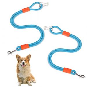 2PCS Ceinture Chien Voiture,Ceinture Securite Chien Voiture,Attache de Sécurité Universelle,Convient pour Appuie-tête de Voiture, Peut être Utilisé comme Laisse, Convient Aux Chiens et Chats (Bleu) (STARTIDESEA, neuf)