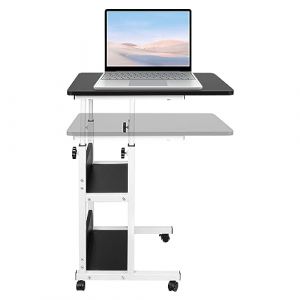 Table d'appoint l&eacute;g&egrave;re, de lit m&eacute;dicalis&eacute;,Bureau Informatique, Bureau Gaming, Roulante Canap&eacute; pour Ordinateur Portable Hauteur Pliante avec 4 roulettes-60 * 40 * 76-86.5 cm-Noir (Hechheu, neuf)