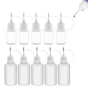 10 Pi&egrave;ces Flacon Pipette Flacons Plastique Flacon Souple Bouteille de Colle Vide Bouteille de Pr&eacute;cision avec Pointe D'aiguille pour appliquer des colles des encres ou des peintures (5ml/10ml) (ANETTEE GLOBALISS, neuf)