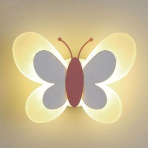 YKSJDFH Applique Murale Rose/Bleue Chambre d'enfant en Forme De Papillon en Fer Forg&eacute; Abat-Jour Acrylique Gar&ccedil;on/Fille Chevet Applique Murale Gradation Lampe Murale pour Salon (Giant Technology Trade, neuf)