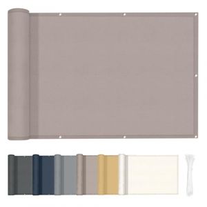HENG FENG Brise Vue Balcon 90x600cm PES, Pare-Exterieur Cache Occultant pour Terrasse, Résistant à l'eau et aux UV, Taupe (Gardeneca, neuf)