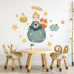 kina - Sticker Mural Décoration Chambre Enfant R00370 - Eco-Tessuto, Hypoallergénique, Repositionnable, Effet caresse, École Maternelle - Graphique Le Petit Prince et mesure 80x30 cm (AdesiviMurali, neuf)