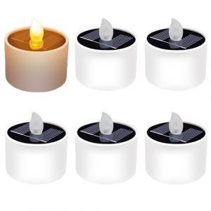 SPORWAY Bougies LED, &Eacute;nergie Solaire Bougie LED, Scintillante Bougies &agrave; LED Sans Flamme,R&eacute;aliste Effet de Verre,D&eacute;coration Mariage F&ecirc;tes Int&eacute;rieure Ext&eacute;rieure, 6 Pi&egrave;ces Bougie Chauffe Plat LED (ANDREAS-MICHAIL, neuf)