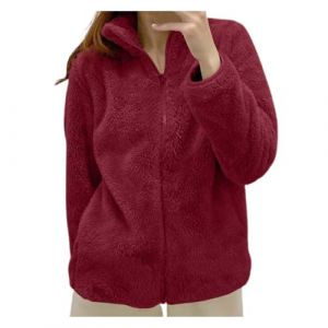 veste pilou pilou femme sans capuche basic manteau hiver chaud polaire avec fermeture Éclair manteaux femme d'hiver grande taille avec poches haut thermique manche longue col montant ideal (M) (FATUS, neuf)