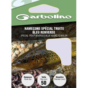 Garbolino HAMECON Monte Special Truite Bleu RENVERSE - par 10-10, 20/100, N°6, 50 (CARNASPORT, neuf)