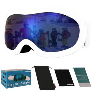 OUTDOORSPARTA Lunettes de ski pour enfants - casque pour gar&ccedil;on et fille lunettes de ski compatibles avec une protection UV &agrave; 100% (9. Cadre Blanc, Plein Objectif Miroir Bleu) (OutdoorSparta, neuf)
