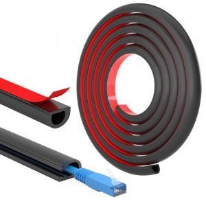 FIXCHORD Goulotte Autocollante, Goulotte &Eacute;lectrique, Retardateur de Flammes, Peinturable, Goulotte D&eacute;corative pour La Maison et au Bureau, 15mm (Largeur) x 10mm (Hauteur) x 2m Longueurs - Noir (HOMMAND EU, neuf)