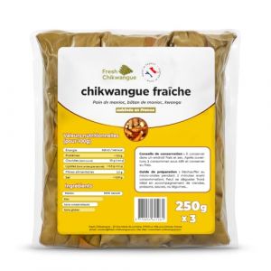 Pack de Chikwangue fraiche Traditionnelle 3x250g - cuisin&eacute;e en France - Pain de manioc - Yuka - Kwanga - Chikwang - Bobolo - Riche en fibres - 100% manioc - Sans conservateurs (Lot de 10 Chikwangues) (Ksoipe Market, neuf)