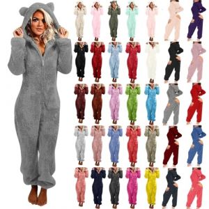 Combinaison Pyjama Femme Grenouillere Femme Combi Pyjama Tout En Un Chaud En Polaire,Combinaison Pyjama Barboteuse Polaire Capuche V&ecirc;Tement En Peluche Nuit Adulte Costume Loungewear Grenouill&egrave;Re, (LiCaiYinShua, neuf)